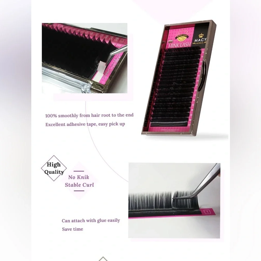 Macy Korea Eyelash Extensions Mink Lashes (Set of 3) B/ 0.7 x10 mm